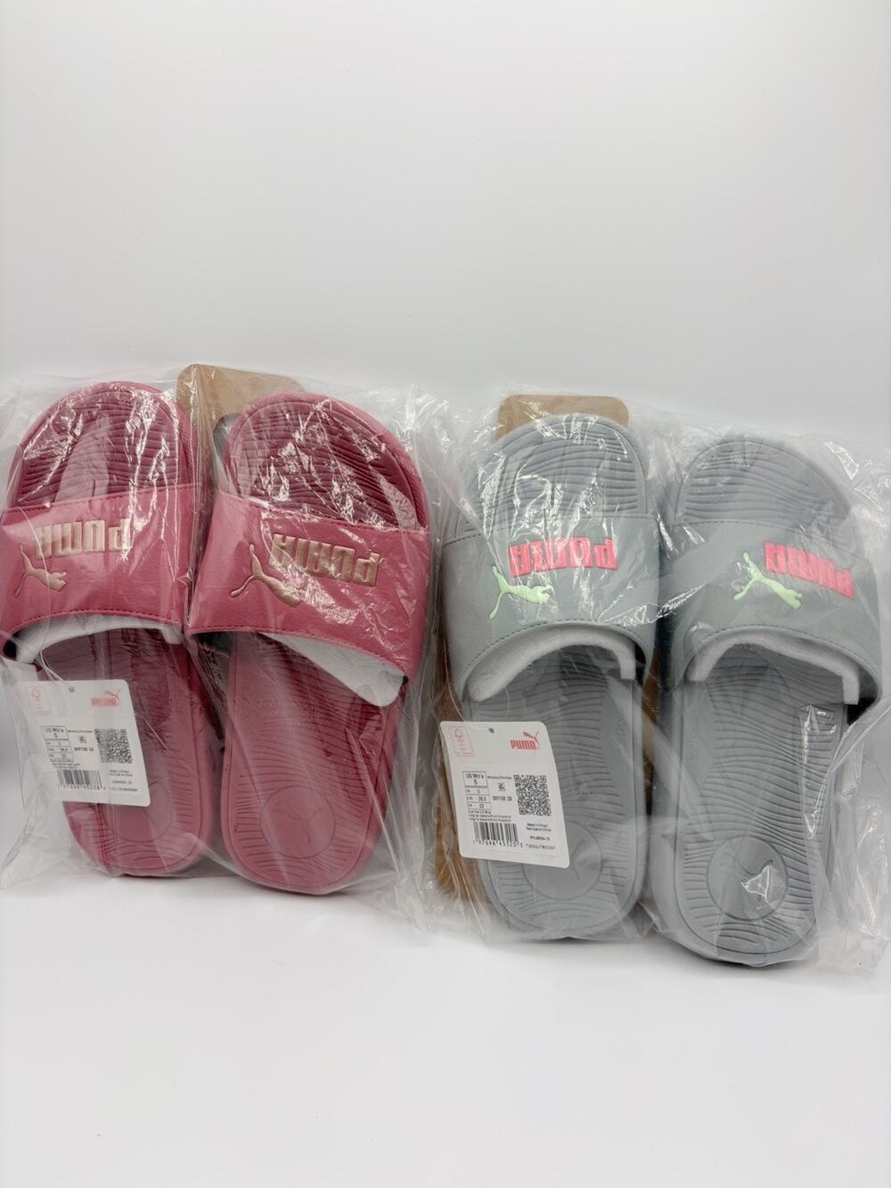 Puma Women Cool Cat 2.0 BX Slide Sandal Size 5 Set Of 2 Dark Pink & Grey - NWT